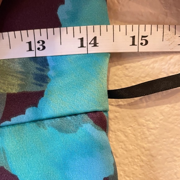 NWOT Calvin Klein Tropical Blue & Pink Floral Satin sleeveless midi dress. Small - Picture 6 of 10